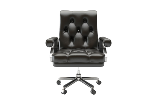 Black Leather Office Chair with Silver Base