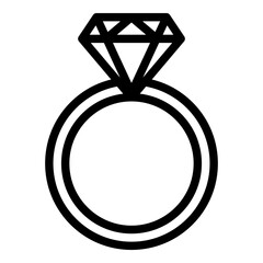 Diamond engagement ring icon, diamond wedding ring