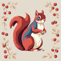 Stylized Autumn Squirrel Illustration