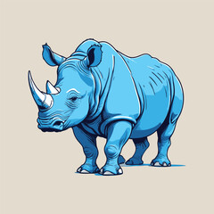 Fototapeta premium Stylized Blue Rhinoceros Illustration