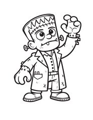Illustration Coloring draw popular ghost frankenstein black and white version good for kids
