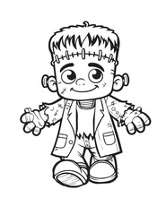Illustration Coloring draw popular ghost frankenstein Happy black and white version good for kids