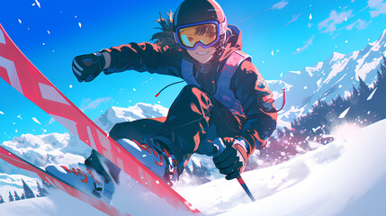 a man is skiing in the snow