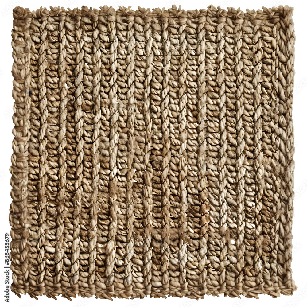 Poster high-resolution image of a woven jute rug, showcasing natural texture and patterns