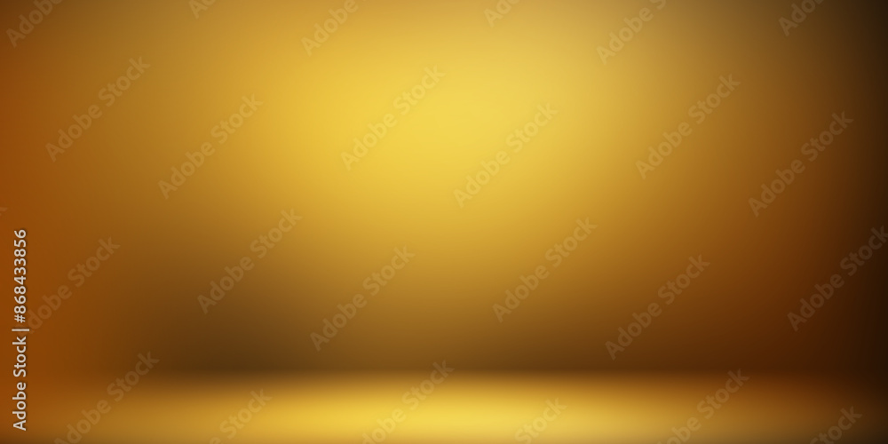 Poster empty yellow background and spotlight with studio for showing or design. blank backdrop made from ce