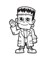 Illustration Coloring draw popular ghost hallo frankenstein black and white version good for kids