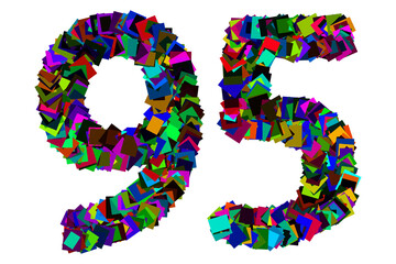 Colorful number 95 for math concept