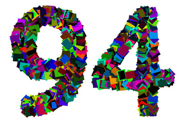 Colorful number 94 for math concept