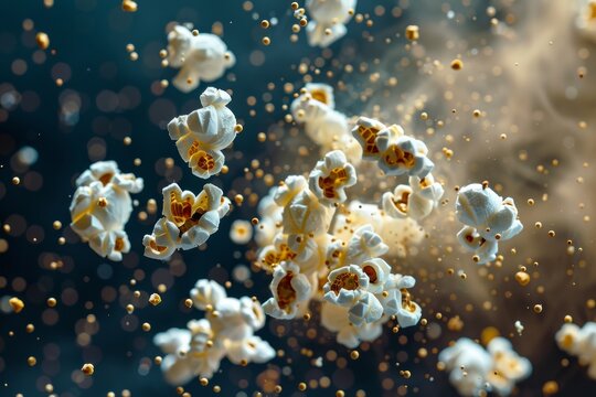 Popcorn Explosion, Flying Pop Corn, Cinema Concept, Copy Space