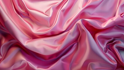 Obraz premium A pink silk fabric with shiny, wavy folds on a dark background perfect backdrop for luxury fashion designs or sophisticated backgrounds. 