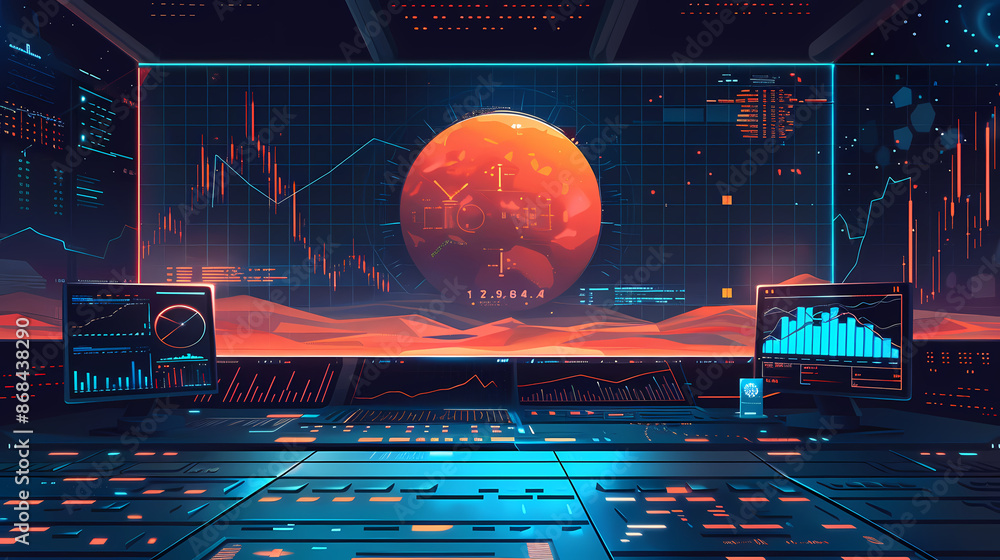Wall mural Market trade binary option trading platform, space for text, vector illustration - Wall murals