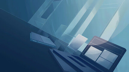 Obraz premium Laptop position in business analysis perspective, space for text, vector illustration