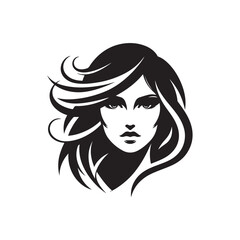 Beauty woman,black logo in minimalist and modern style