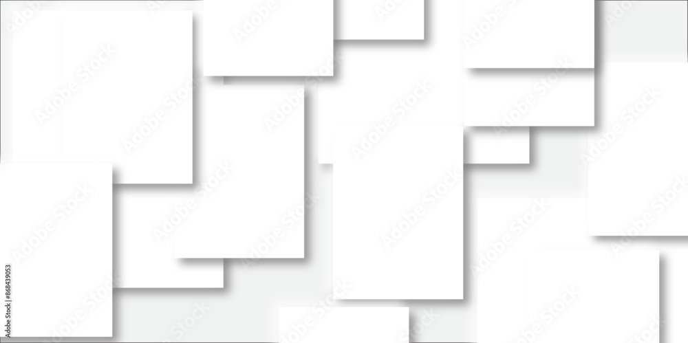 Poster abstract white and grey geometric overlapping square pattern, design of technology background with s