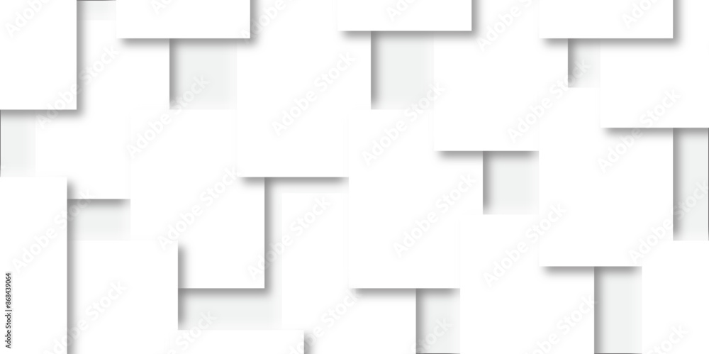 Poster abstract white and grey geometric overlapping square pattern, design of technology background with s