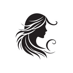 Beauty woman,black logo in minimalist and modern style