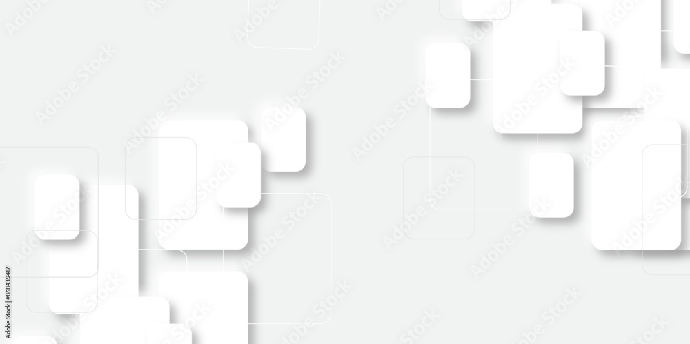 Poster abstract white and grey geometric overlapping square pattern, design of technology background with s