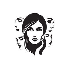 Beauty woman,black logo in minimalist and modern style