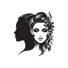 Beauty woman,black logo in minimalist and modern style