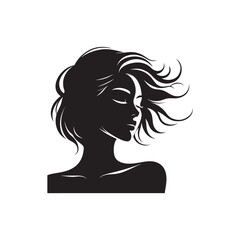 Beauty woman,black logo in minimalist and modern style