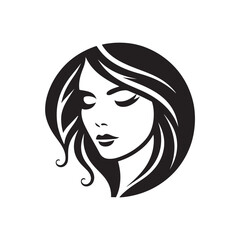 Beauty woman,black logo in minimalist and modern style