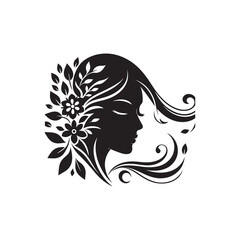 Beauty woman,black logo in minimalist and modern style