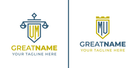 Letters MU and UM Legal Defense Logo, Perfect for Law Firms and Attorneys