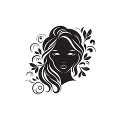 Beauty woman,black logo in minimalist and modern style