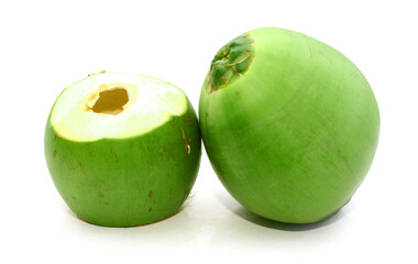 Green Coconut fruits isolated on white