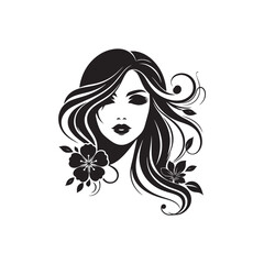 Beauty woman,black logo in minimalist and modern style