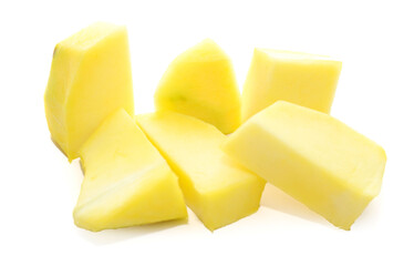 Green mango cut out isolated on white background