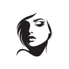 Beauty woman,black logo in minimalist and modern style
