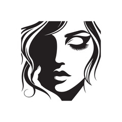 Beauty woman,black logo in minimalist and modern style