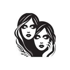 Beauty woman,black logo in minimalist and modern style