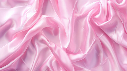 Fototapeta premium A high-resolution image presenting the delicate folds and draping of luxurious pink satin fabric, embodying sophistication