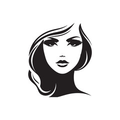 Beauty woman,black logo in minimalist and modern style