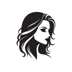 Beauty woman,black logo in minimalist and modern style