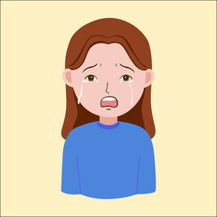 A girl is sad and crying