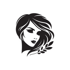 Beauty woman,black logo in minimalist and modern style