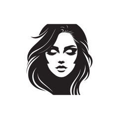 Beauty woman,black logo in minimalist and modern style