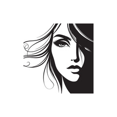 Beauty woman,black logo in minimalist and modern style