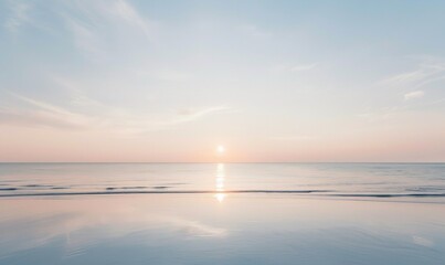 Obraz premium Serene Sunset at Sea Vibrant Colors Over Tranquil Waters, Emphasizing Peaceful Day-to-Night Transition