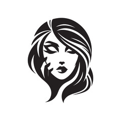 Beauty woman,black logo in minimalist and modern style