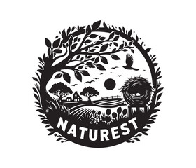 NatureNest Illustrations vector art graphic resources silhouette vector style, white background