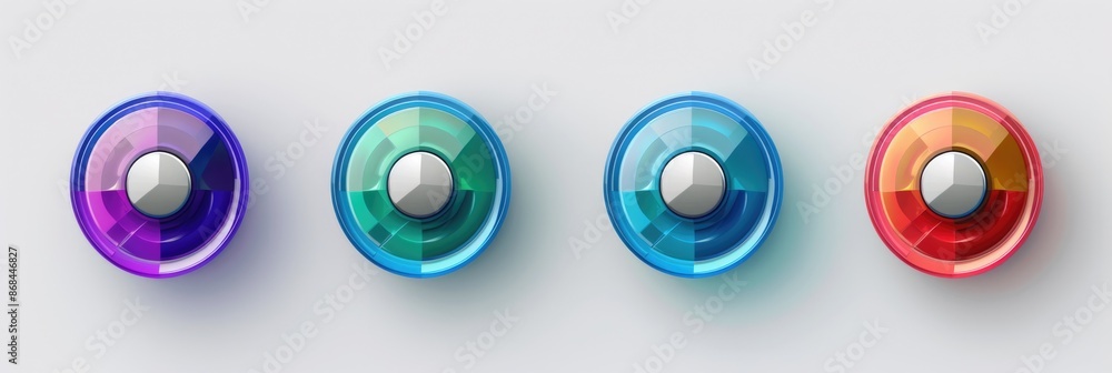 Poster listen button. crystal speaker volume icon set with flat and round design