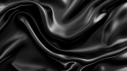 Obraz premium Abstract black background. Smooth black waves reminiscent of petroleum, black oil or leather fabric