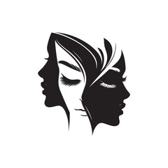 Beauty woman,black logo in minimalist and modern style