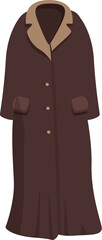 Long brown winter coat with fur collar keeping you warm during cold winter days