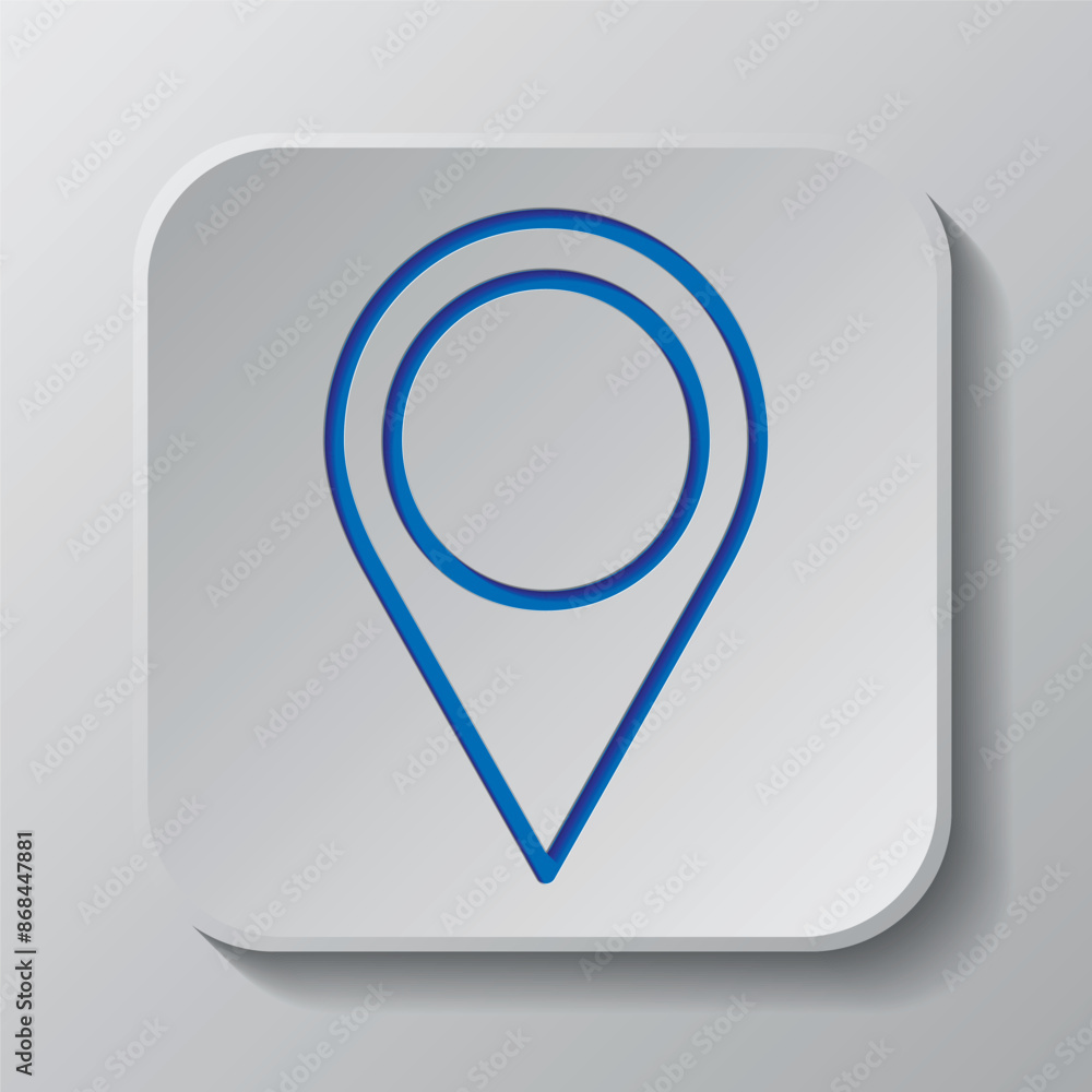Poster location pointer simple icon vector. flat design. paper cut design. cutted blue symbol with shadow. 