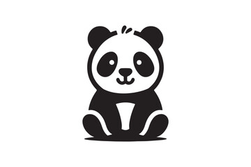 Panda silhouette vector with white background 